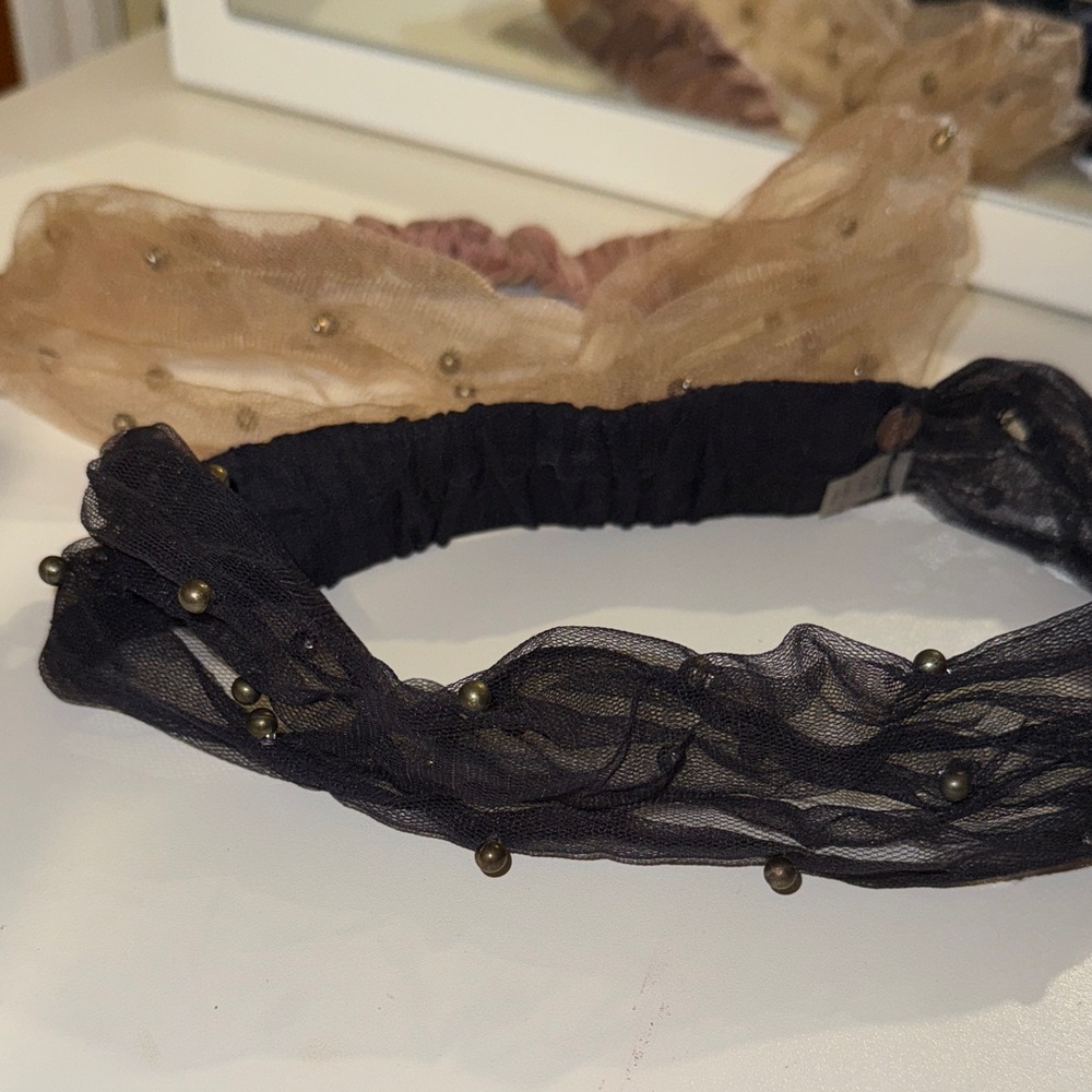 Free People Black and Tan Beaded Hairbands
